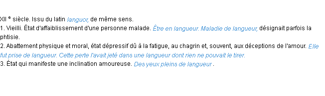 Définition langueur ACAD 1986