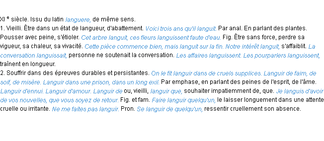 Définition languir ACAD 1986