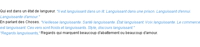 Définition languissant ACAD 1932