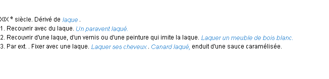 Définition laquer ACAD 1986