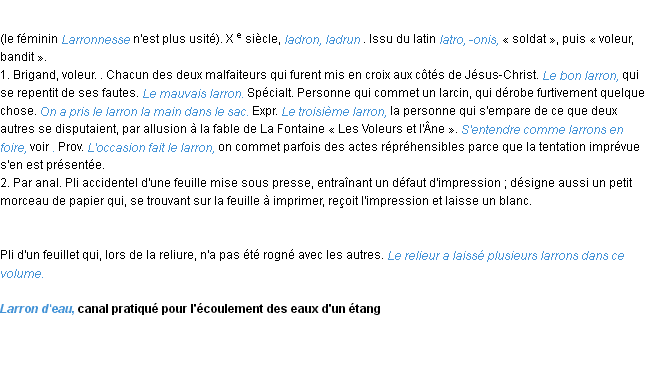 Définition larron ACAD 1986