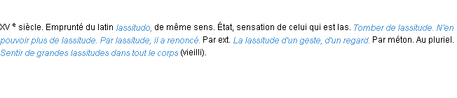 Définition lassitude ACAD 1986