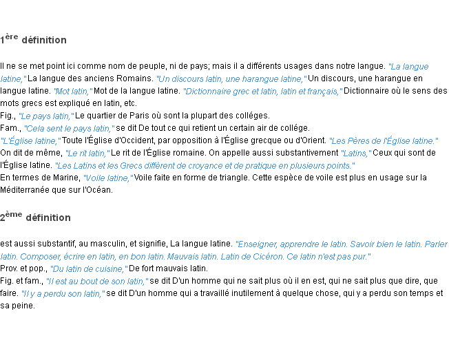 Définition latin ACAD 1835