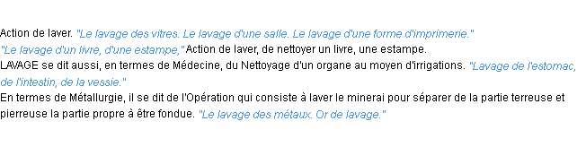 Définition lavage ACAD 1932