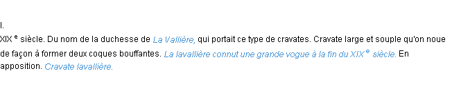 Définition lavallière ACAD 1986