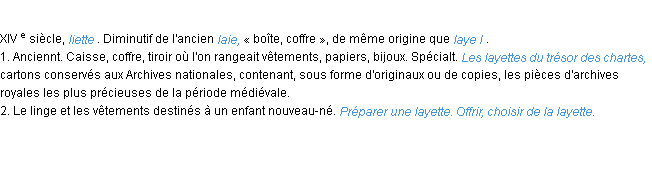 Définition layette ACAD 1986