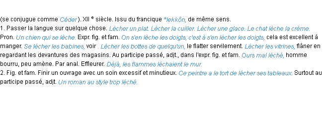 Définition lécher ACAD 1986