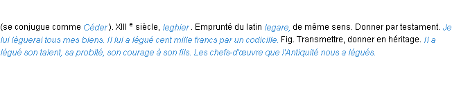Définition léguer ACAD 1986