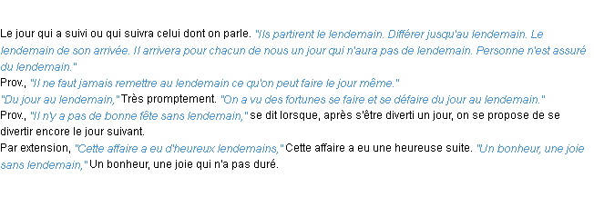 Définition lendemain ACAD 1932