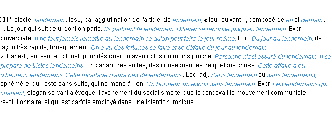 Définition lendemain ACAD 1986