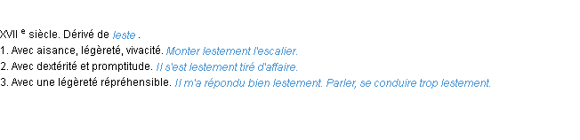 Définition lestement ACAD 1986