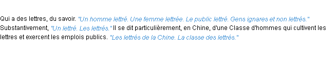Définition lettré ACAD 1932
