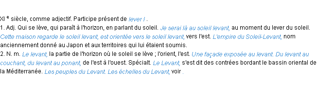 Définition levant ACAD 1986