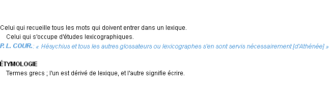 Définition lexicographe Emile Littré