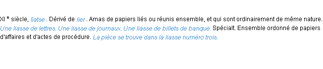 Définition liasse ACAD 1986