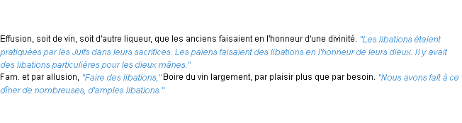 Définition libation ACAD 1835