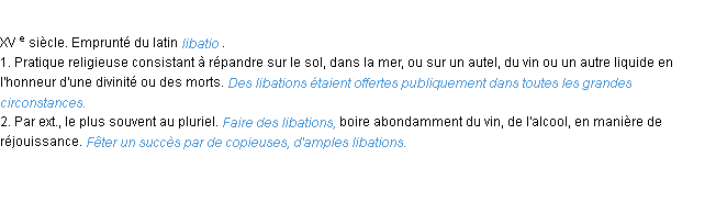 Définition libation ACAD 1986