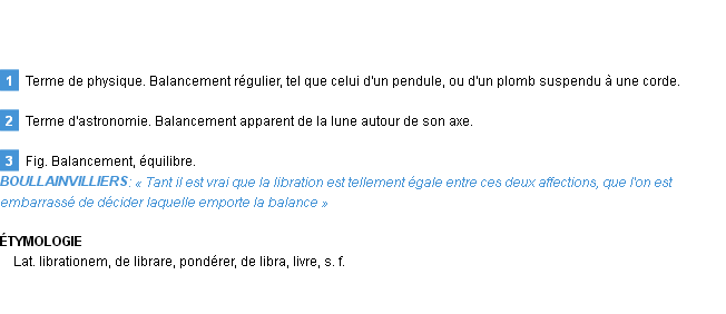 Définition libration Emile Littré