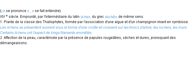 Définition lichen ACAD 1986