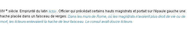 Définition licteur ACAD 1986