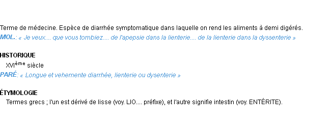 Définition lienterie Emile Littré