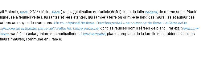 Définition lierre ACAD 1986