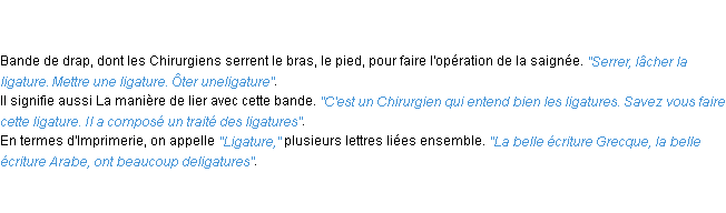 Définition ligature ACAD 1798