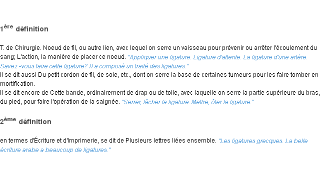 Définition ligature ACAD 1835