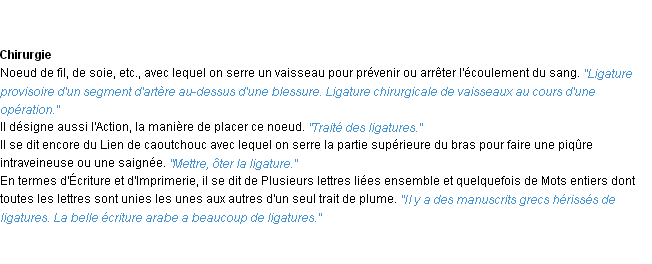 Définition ligature ACAD 1932