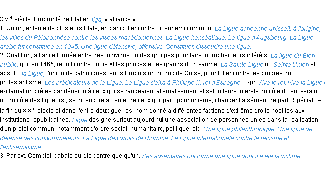 Définition ligue ACAD 1986