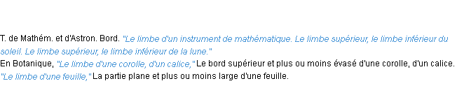 Définition limbe ACAD 1835