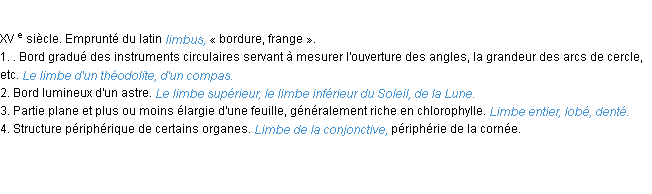 Définition limbe ACAD 1986