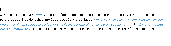 Définition limon ACAD 1986