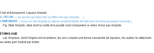 Définition limpide Emile Littré