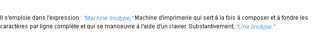Définition linotype ACAD 1932