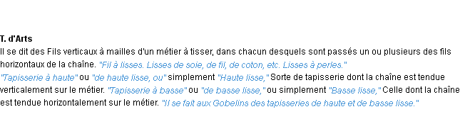 Définition lisse ou lice ACAD 1932