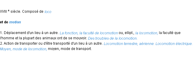 Définition locomotion ACAD 1986