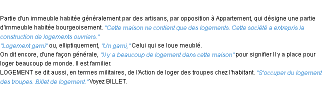 Définition logement ACAD 1932