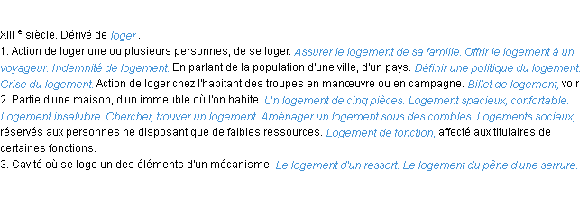 Définition logement ACAD 1986