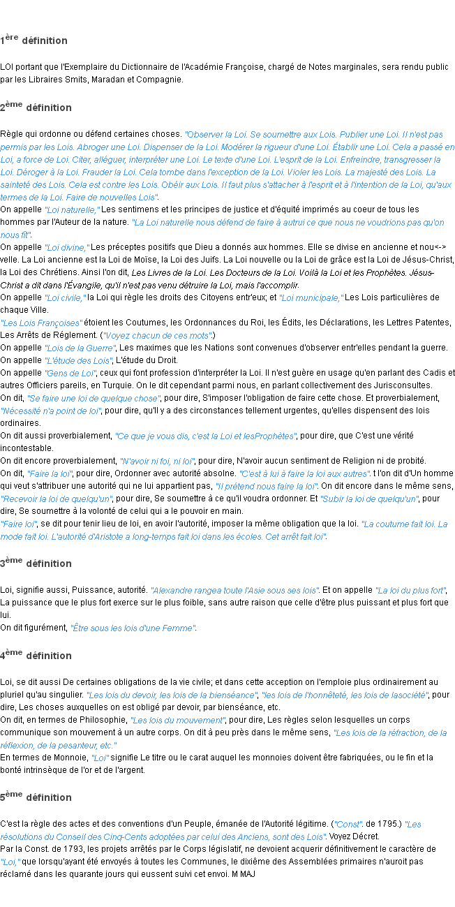 Définition loi ACAD 1798
