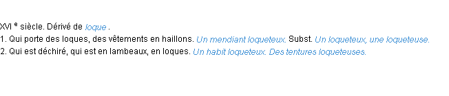 Définition loqueteux ACAD 1986