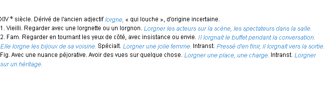 Définition lorgner ACAD 1986