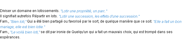 Définition lotir ACAD 1932