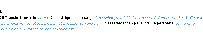 Définition louable ACAD 1986