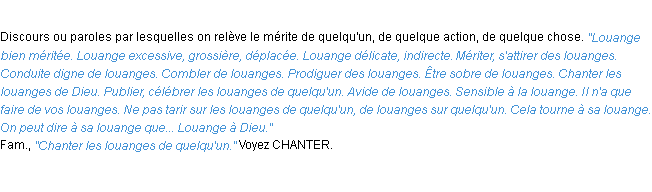 Définition louange ACAD 1932