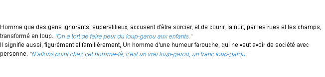 Définition loup-garou ACAD 1835