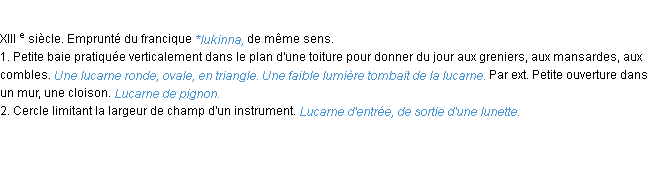 Définition lucarne ACAD 1986