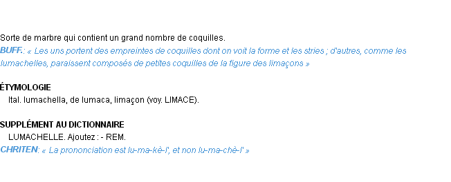 Définition lumachelle Emile Littré