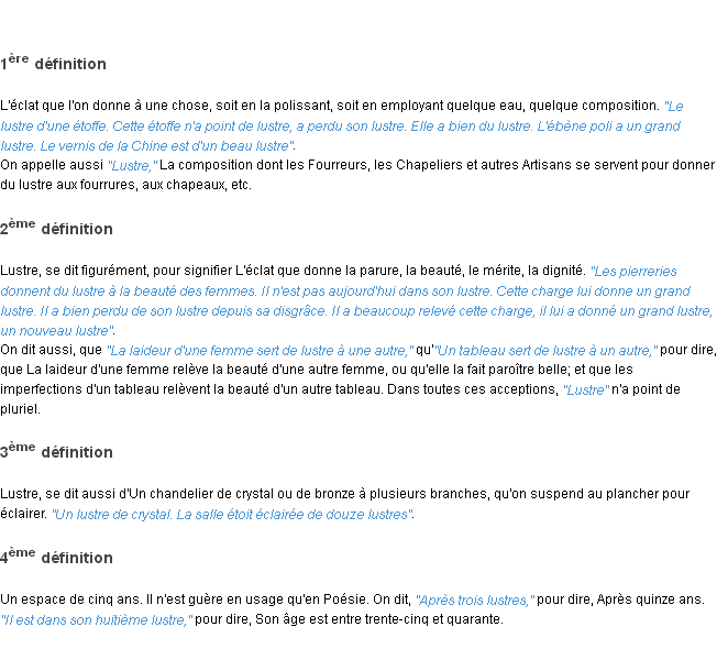 Définition lustre ACAD 1798