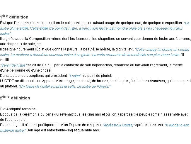 Définition lustre ACAD 1932